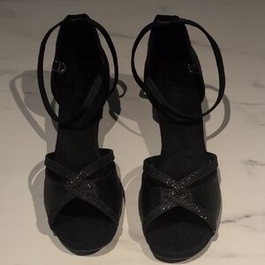 Chic Black Strappy Ball Dance Heels